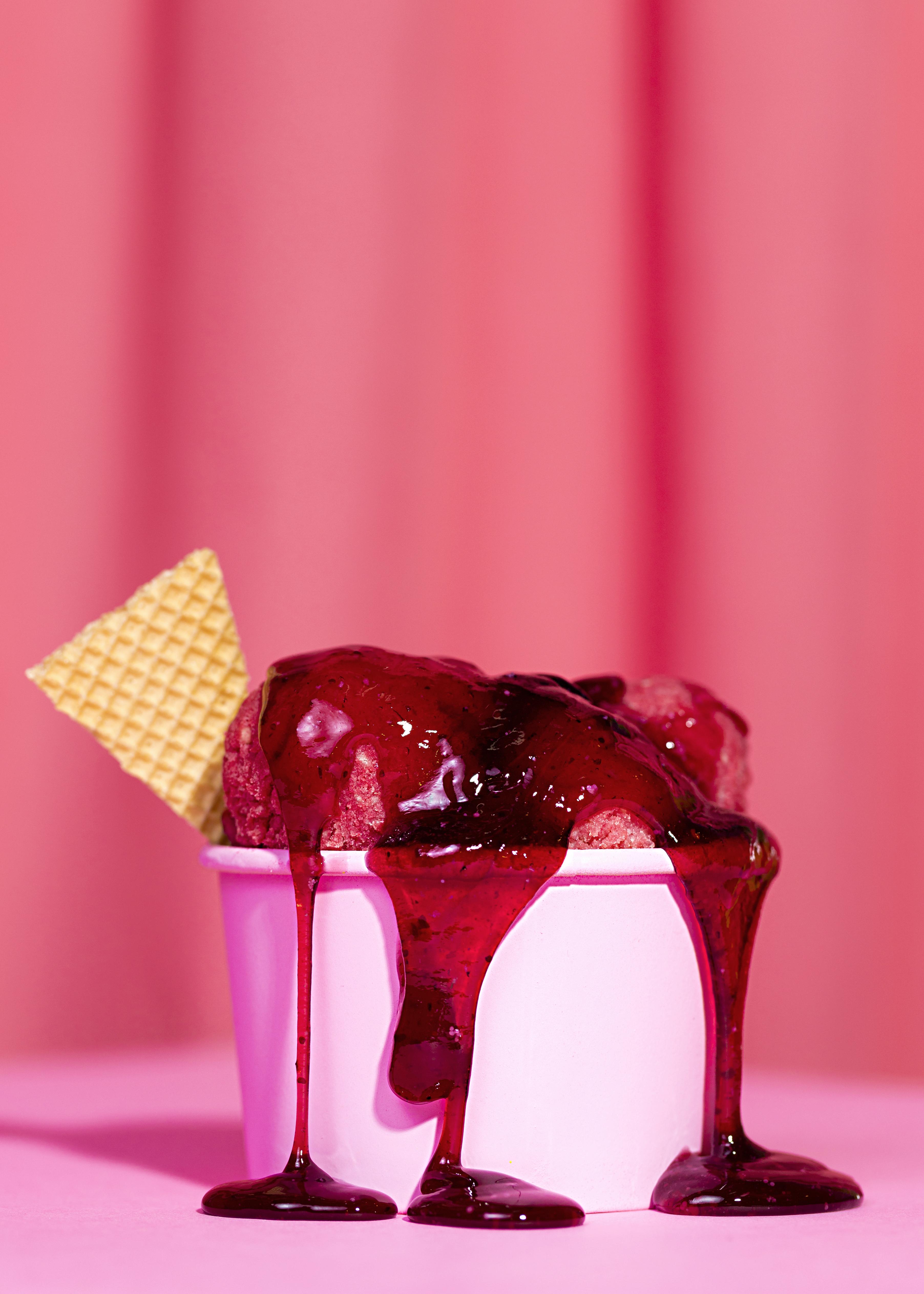 Helado con sirope Fresly